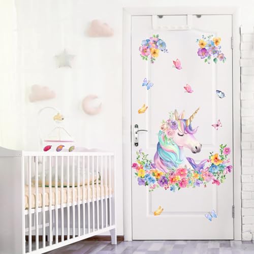 Vinilos Decorativos Unicornio Floral Mfault 35x12 pulgadas miniatura 5