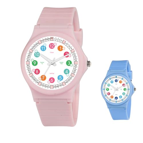 Kids Analog Watch Help Tell time，Waterproof Watch for Kids Boys Girls Ages 7-18，Soft Band Learning Time Teacher Easy to Read Analog Sport Outdoor Children Watches, Luminous Watch
