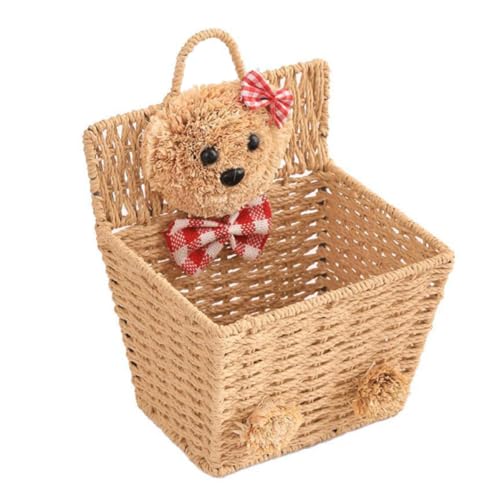Panier en osier ours pour organiser les jouets au mur simplement