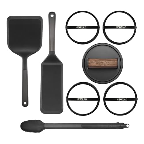 HexClad 8-Piece Griddle Tool Set with Smash-Burger Press, Wide Turner, Long Spatula, 14