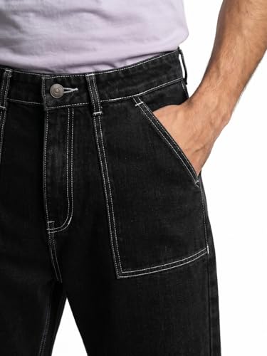 Image of Urbano Fashion Men's Loose Baggy Fit Washed Denim Jeans Non-Stretchable