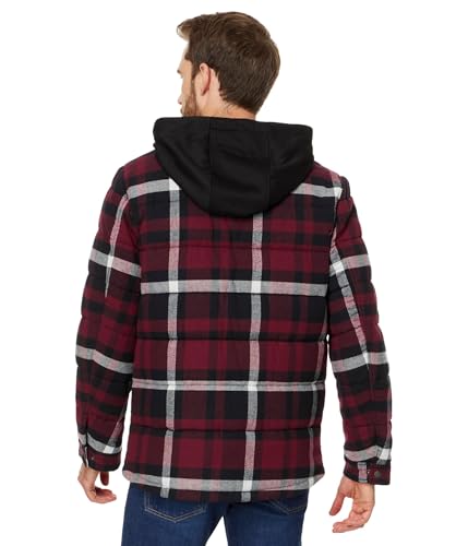 Image of Levi's mens Plaid Sherpa Lined Hooded Shirt Jacket (Regular & Big & Tall Sizes)