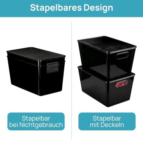 Vtopmart 3 Stück Aufbewahrungsbox mit Deckel, Ordnungsboxen Stapelboxen-L – Ansicht 3