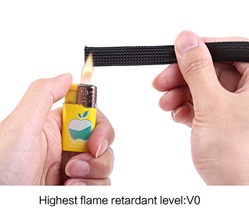 Keco 100ft – 1/4 inch PET Braided Expandable Cable Sleeve – Wire Sleeving for Audio Video and Other Home Device Cable Automotive Wire - Black