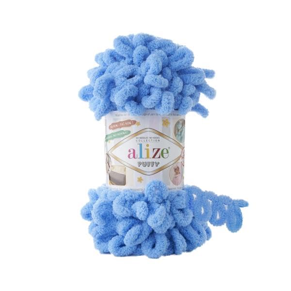 Alize Puffy Baby Big Loop Blanket Yarn 100% Micropolyester Soft Wool Each Ball 100g 9m - 289 Blue — image 1
