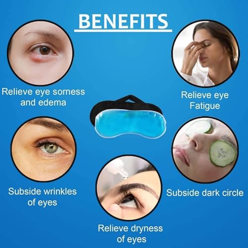 Image of Cooling Gel Eye Mask | Dark Circles, Dry Eyes & Eye Strain Relief | Cold Therapy Sleep Mask | For Men, Women & Family | Universal Fit | Reusable Gel Pad
