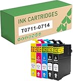 T0711 T0712 T0713 T0714 T0715 Cartouches d'encre Compatibles pour Epson Stylus SX100 SX110 SX200 SX210 SX400 SX510W SX410 SX600FW SX205 SX215 SX105 SX405 BX300F 5 Pack