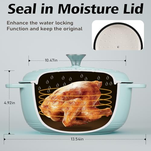 Image of Umite Chef 6QT Enameled Cast Iron Dutch Oven with Lid, Versatile Heavy-Duty Cookware Pot for Baking Bread, Braising, Soups & Stews, Oven & Stovetop Safe with Heat Resistant Gloves(Blue)