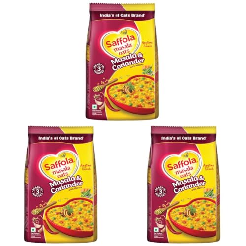 Image of Saffola Masala Oats | 550g /500g | Masala Coriander | Tasty, Anytime Snack | Ready in 3 mins | Millets Goodness- with Ragi & Jowar | No maida , No added preservatives | Oats Helps manage weight(weight may vary)