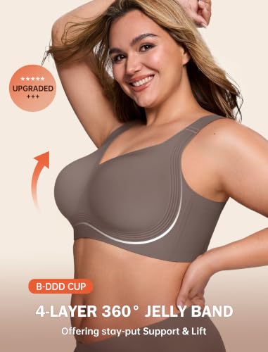 Image of LetsJoli Bras for Women Supportive Wireless Push Up Bra Full Coverage No Underwire Seamless Plus Size for Older Women