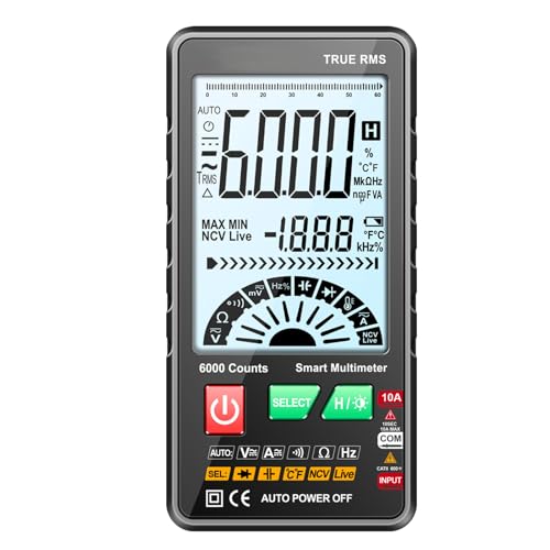 YWBL-WH 616 Multímetro Digital Inteligente, Pantalla LCD de Rango Automático, Voltímetro Portátil True RMS para Electricistas, Uso Doméstico (BLACK)