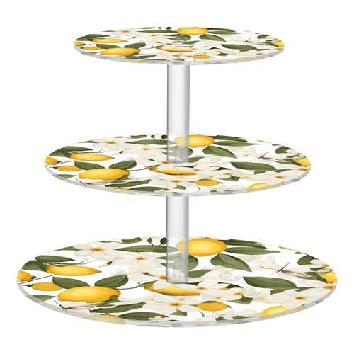 Présentoir à cupcakes à 3 étages en acrylique Motif fleurs de citron