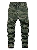 CAMLAKEE Jungen Jogger Hose Camouflage Cargohose Kinder Jogginghose Tarnhose mit Gummizug und Knebelsaum Tarnung DE: 164-170 (Herstellergröße 170)