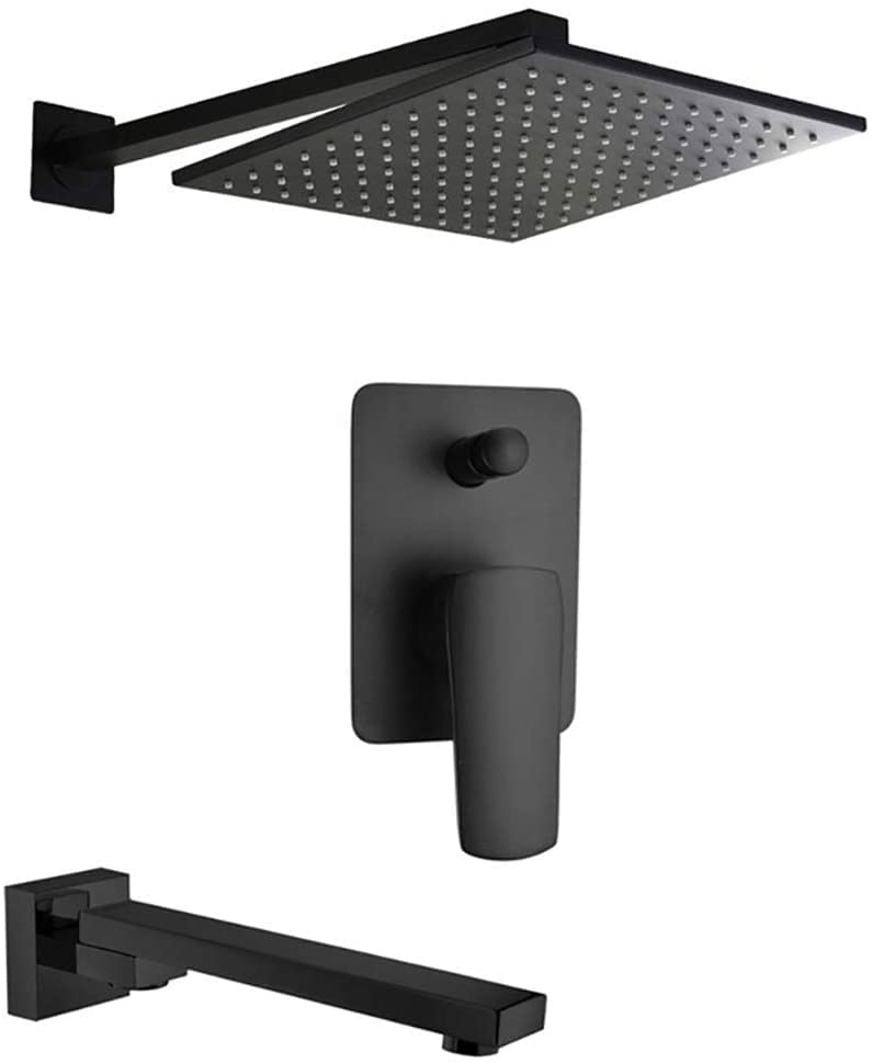 Ensemble de douche haut de gamme en laiton noir mat luxe 10 po