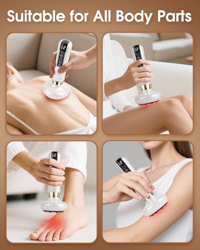 Wagxoey Schröpfgerät Elektrisch, Anti Cellulite Vakuum Massagegerät 12 Gängen Verstellbares Elektrisches Guasha Gerät für Bauch Taille Arme Beine (Weiß)