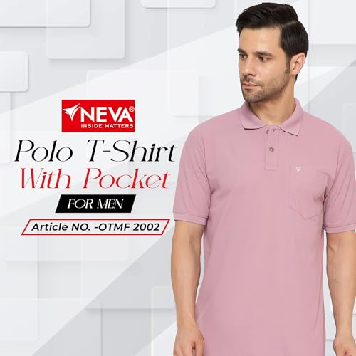 Image of NEVA Men's Regular Fit Half Sleeve Polo Neck T-Shirt with Chest Pocket
