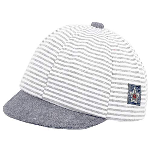 Snyemio Baby Schirmmütze Mütze Junge Baseball Cap Sonnenhut Streifen Sommer für Reisen Outdoor, Grau