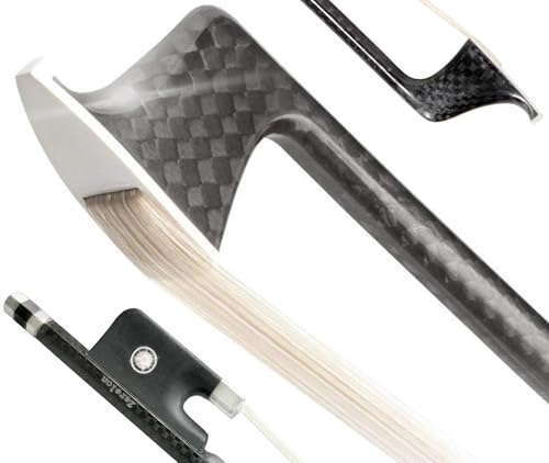 Carbon Fiber Cello Bow with Zarelon FH ®- Hair Never Breaks & Has Superior Tone, Made of Fortified Horsehair Keratin