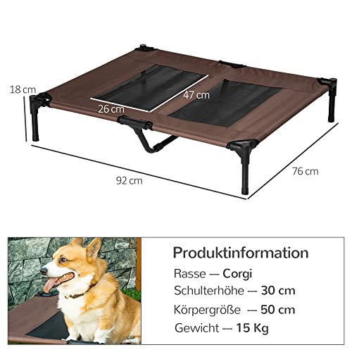 PawHut Hundeliege Outdoor Schlafplatz Hundebett Hundesofa Haustierbett Katzenbett Kaffee-Braun 92 x 76 x 18 cm