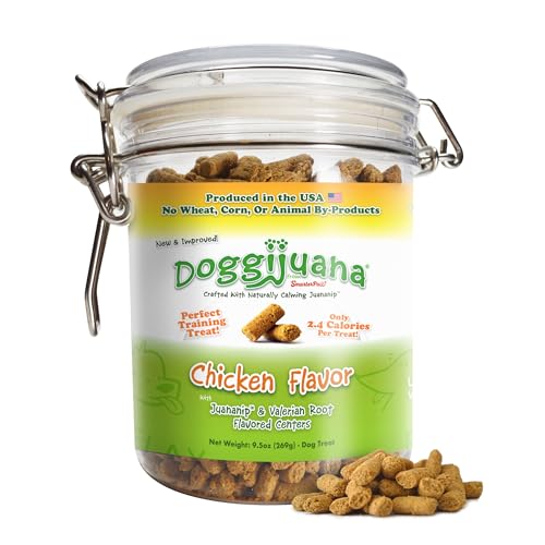 Image of Doggijuana Calming Dog Treats, Chicken, 6 oz | Multi-Benefit, Low Cal | Calming dog treats with catnip, chamomile & L-Tryptophan; natural anxiety & stress relief; low-calorie training reward