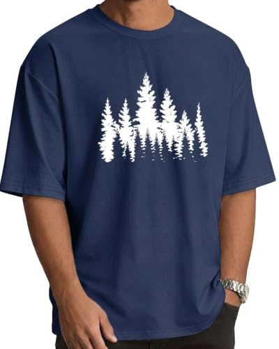 Trendy Mens Oversized Graphic T Shirts Crewneck Short Sleeve Tee
