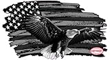 American Flag Bald Eagle Decal, Patriotic Grayscale Design, Black and White (18' x 11')