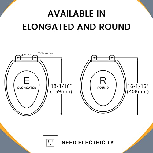 Zmjh Zma201Ds Round Electronic Bidet Toilet Seat, Unlimited Warm Water, Vortex Wash, Heated Seat, Warm Air Dryer, Rear And Front Wash, Wireless Remote Control, Led Light, Smart, Need Electrical, White #TOP5