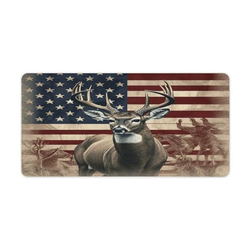 Tapete de escritorio grande Americana Flag Deer antideslizante
