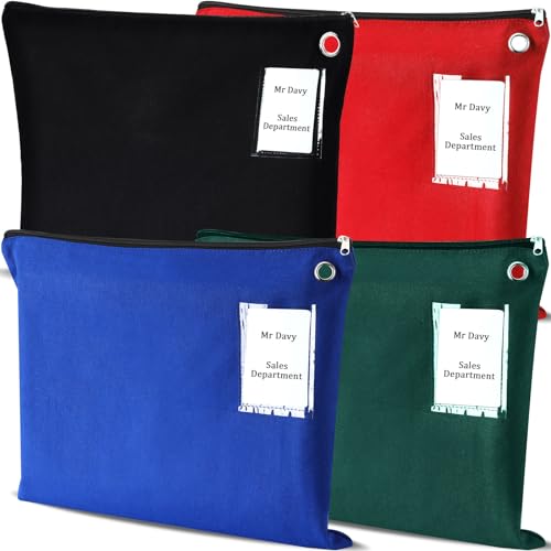 Humyoun 4 Pcs Interoffice Mailer Canvas Transit Sack Zipper Bag 18' x 14' Large Zipper Pouch with Grommet...