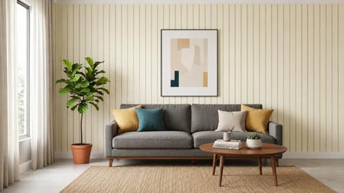 Image of Claiez Wallpaper for Walls | Vertical Wood Wall Stickers for Wall Decor | Self Adhersive Wall Paper for Home Kitchen Living Room and Bedroom | 45 Cm X 500 Cm | (Golden Stripe Wood Grain Wallpaper)