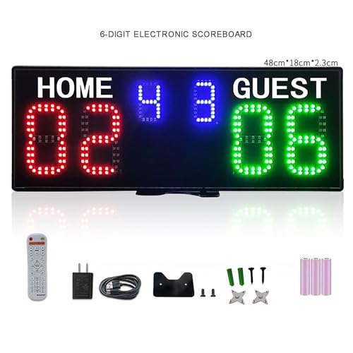 Marcador electrónico multisport LED con control remoto, para baloncesto, fútbol, tenis, bádminton y más, montaje en pared o portátil miniatura 2