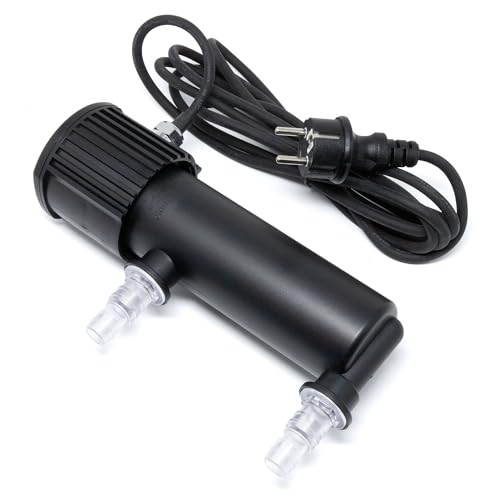 VIALIA UVC Klärer, Modell: GUV-207, 7 Watt, 1.200 l/h, Teichklärer mit 2 Anschlüssen 20/25/32/40 mm, UV-Schauglas und Quick Lock-Anschluss, Teichfilter mit Pumpe für den Gartenteich