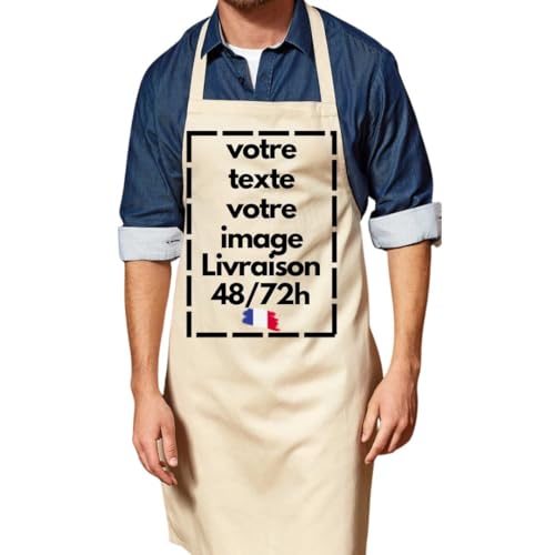 Générique Tablier de Cuisine Barbecue à Personnaliser – 100% Coton Épais – Impression de votre Texte & votre Image – Cadeau Original Barbecue Cuisine...