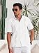 Makkrom Men's Guayabera Cuban Shirt Short Sleeve Button Down Shirts Casual Cotton Linen Summer Beach Tops White
