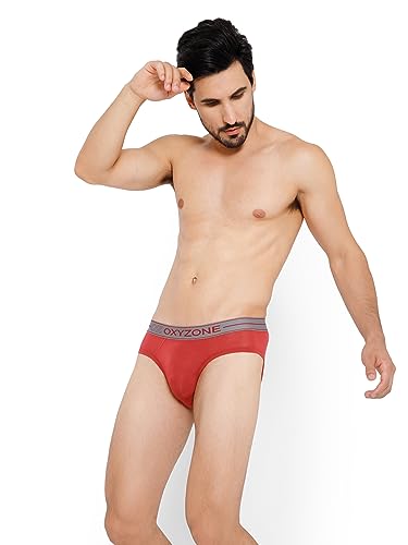 Image of OXYZONE Men's Modal Solid Brief with Sweat-Absorbent & Anti-Odour Fabric, Lightweight, Tag-Free, Breathable Innerwear with Outer Soft Waistband