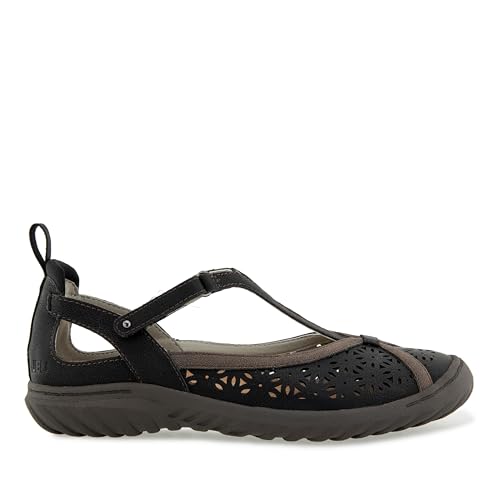 Image of JBU Women's Daffodil Comfortable Adjustable Casual T-Strap Memory Foam APMA Accepted Mary Jane Walking Flat