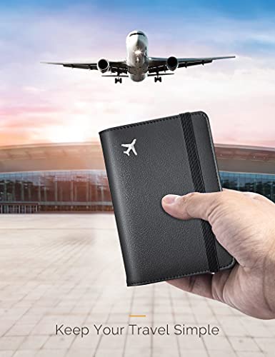 Mymazn Black Passport Holder Passport Wallet With Clear Pocket Passport And Vaccine Card Holder Combo Passport Cover Passport Case With Rfid Blocking Clear Pocket For Vaccine Card (Black) #TOP7