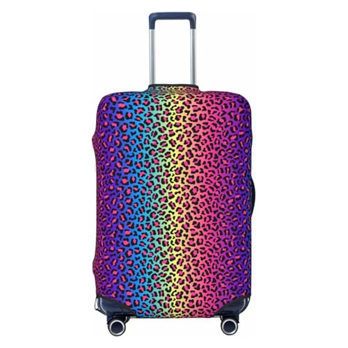 Luggage Cover Protector - Bright Leopard Rainbow Print Suitcase Covers for Luggage Fit 25-28 Inch Suitcase
