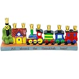 Hanukkah Menorah  For Children Hand Painted Railroad Trains