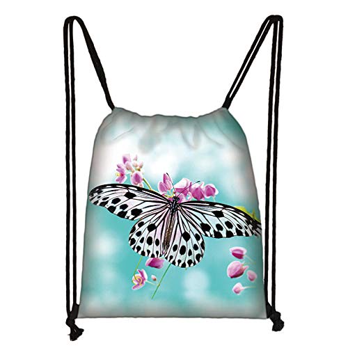 Mochila Con Cordón - Hermosas Flores De Mariposa Impreso Mochila Hombre Y Mujer Moda Viaje Softback Bolsa Con Cordón Bolsa De Almacenamiento Bolsa De Compras Bolsa De Zapatos Regalo, Mochila, 32 Cover