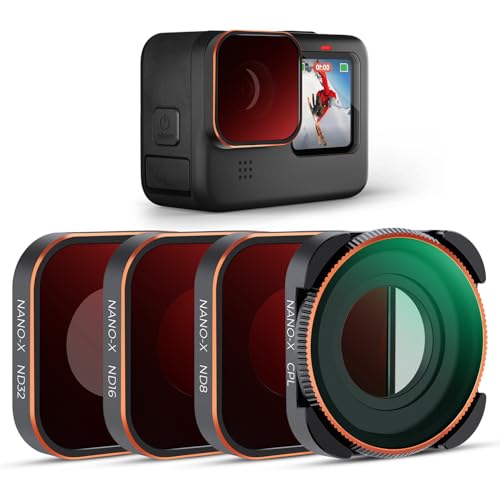 Image of K&F Concept ND Filter Set Compatible with GoPro Hero13 Hero12 Hero11 Hero10 Hero9 Black, 4-Pack (ND8, ND16, ND32, CPL) Hero 9 10 11 12 Action Camera Accessory Neutral Density Polarizer Lens Filter