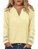 Magritta Ladies Loose Tunic Tops 2025 Winter Trendy Long Sleeve Chiffon Blouses Fancy Peasant Tunics Relaxed Fit Button Up V-Neck Pullover Shirts XXL