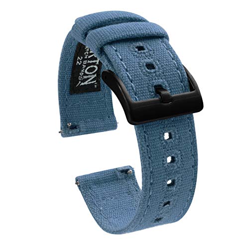 Image of 22mm Nantucket Blue - BARTON Canvas Quick Release Watch Band Straps - Choose Color & Width - 18mm, 20mm, or 22mm - Black PVD Buckle