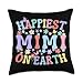 Happiest Mimi On Earth Family Trip Squad Groovy Grandma Throw Pillow