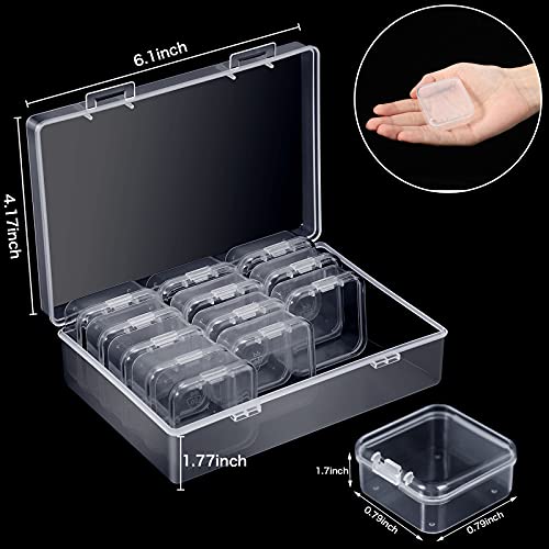 Image of Blulu 13 Pieces Small Bead Organizers Plastic Bead Storage Containers with Lids Mini Clear Storage Cases Transparent Craft Boxes for Jewelry Diamonds DIY Art Craft Accessory(1.7 x 1.7 x 0.8 Inch)