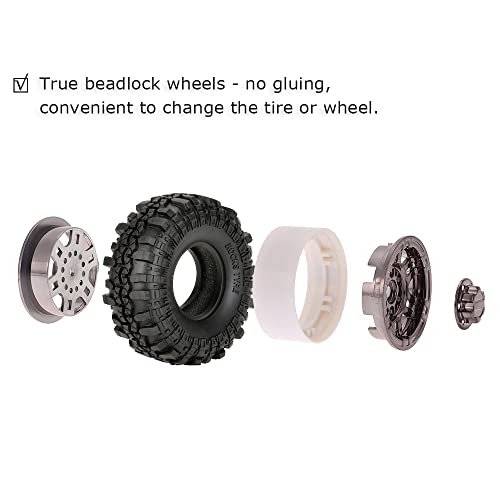 Goolsky 4Pcs Austar Ax-4020C 1.9 Inch 110Mm 1/10 Rock Crawler Tires With Beadlock Wheel Rim For D90 Scx10 Axial Rc4Wd Tf2 Rc Car #TOP3