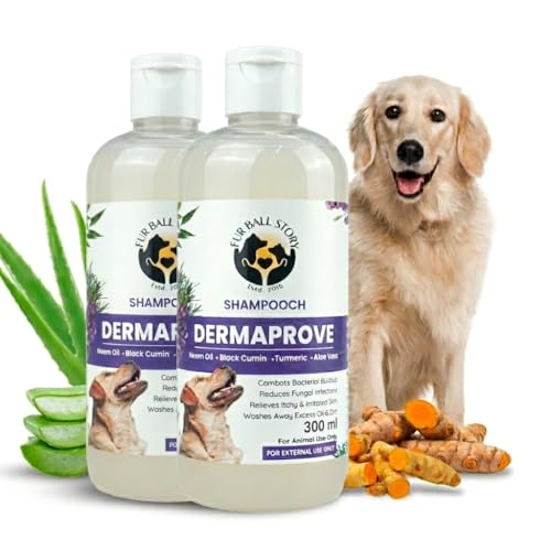 Image of FUR BALL STORY Dermaprove Dog Shampoo Antifungal & Antibacterial Gentle Cleanser for Itch Relief | Supports Sensitive Skin Care | Helps Maintain Skin Hygiene | 300 ml (Pack of 2)