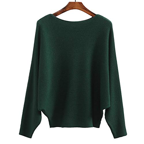 Womens Winter Sweaters Tops Fashion Batwing Sleeve Casual Cashmere Jumper Green