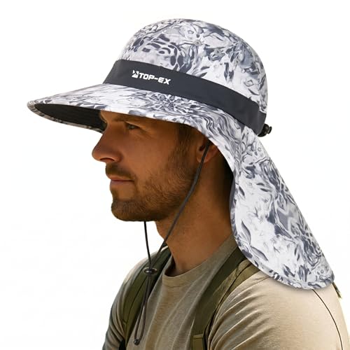 Image of TOP-EX Cooling Sun Hat with Neck Flap - UPF 50+ Wide Brim Breathable Hat for Hiking, Fishing & Big Heads