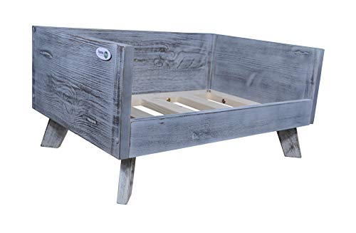 Iconic Pet Sassy Paws Raised Wooden Pet Bed With Removable Cushion For Dogs & Cats In Varying Sizes & Colors #TOP3